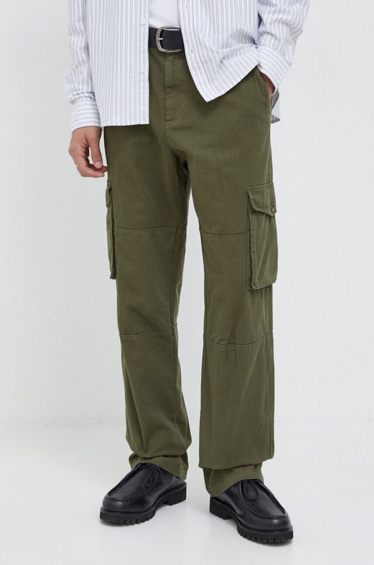 Les Deux pantaloni de bumbac culoarea verde