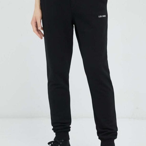 Les Deux pantaloni de trening din bumbac culoarea negru