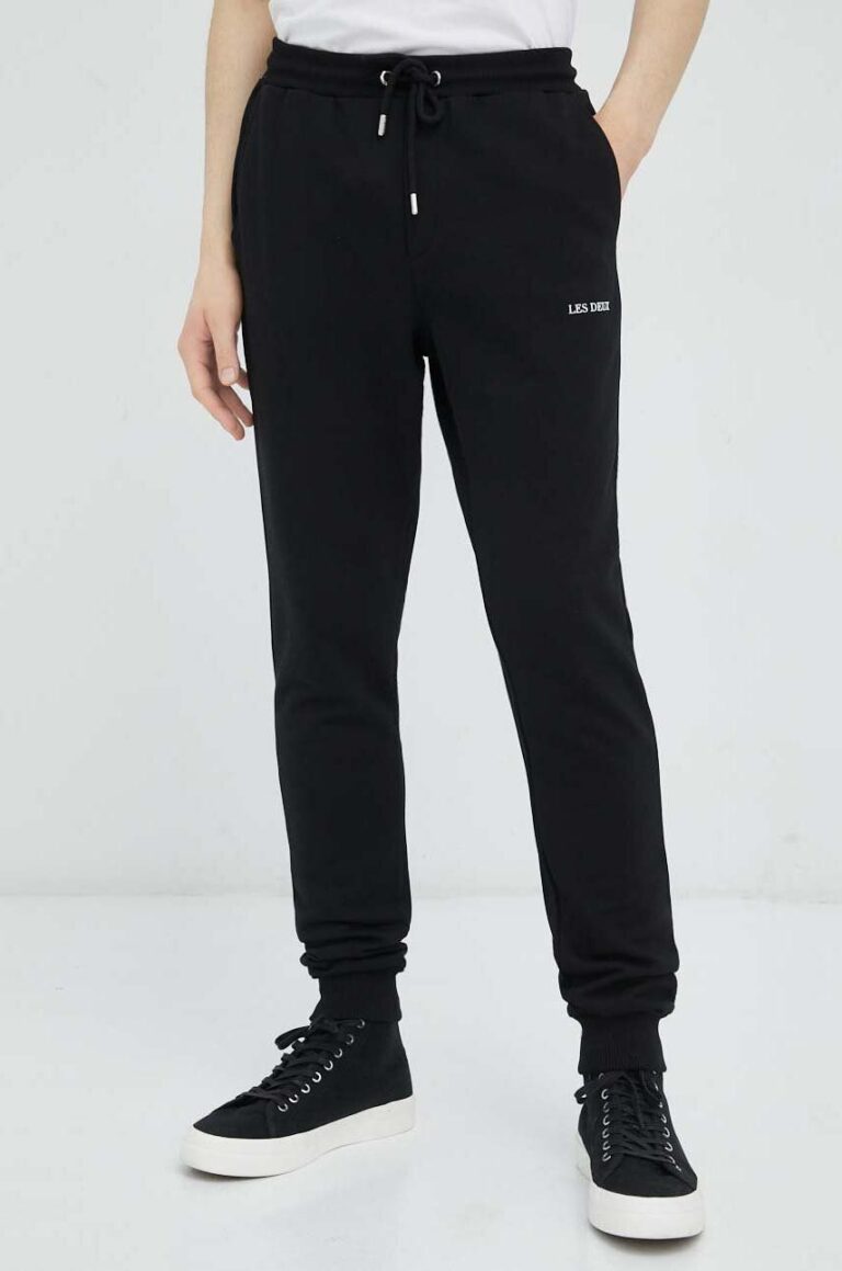 Les Deux pantaloni de trening din bumbac culoarea negru