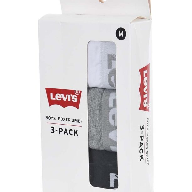 Levi's boxeri copii 3-pack culoarea alb preţ