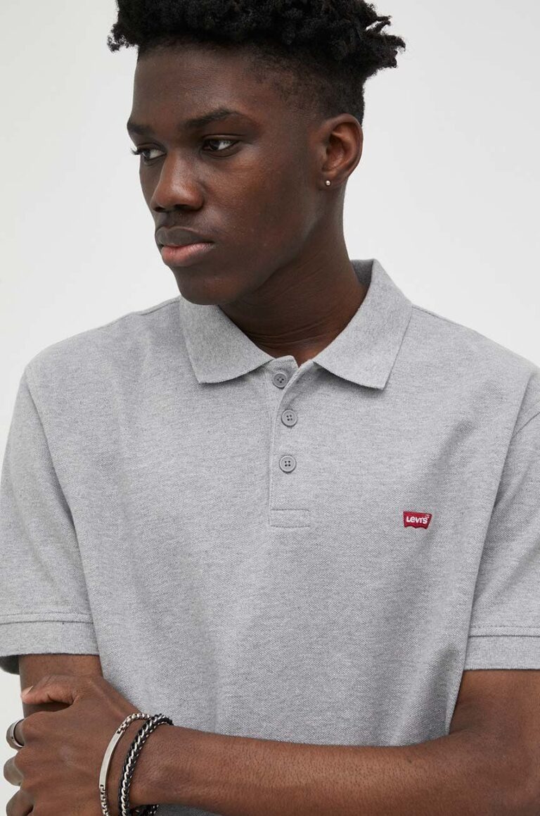 Levi's polo de bumbac culoarea gri