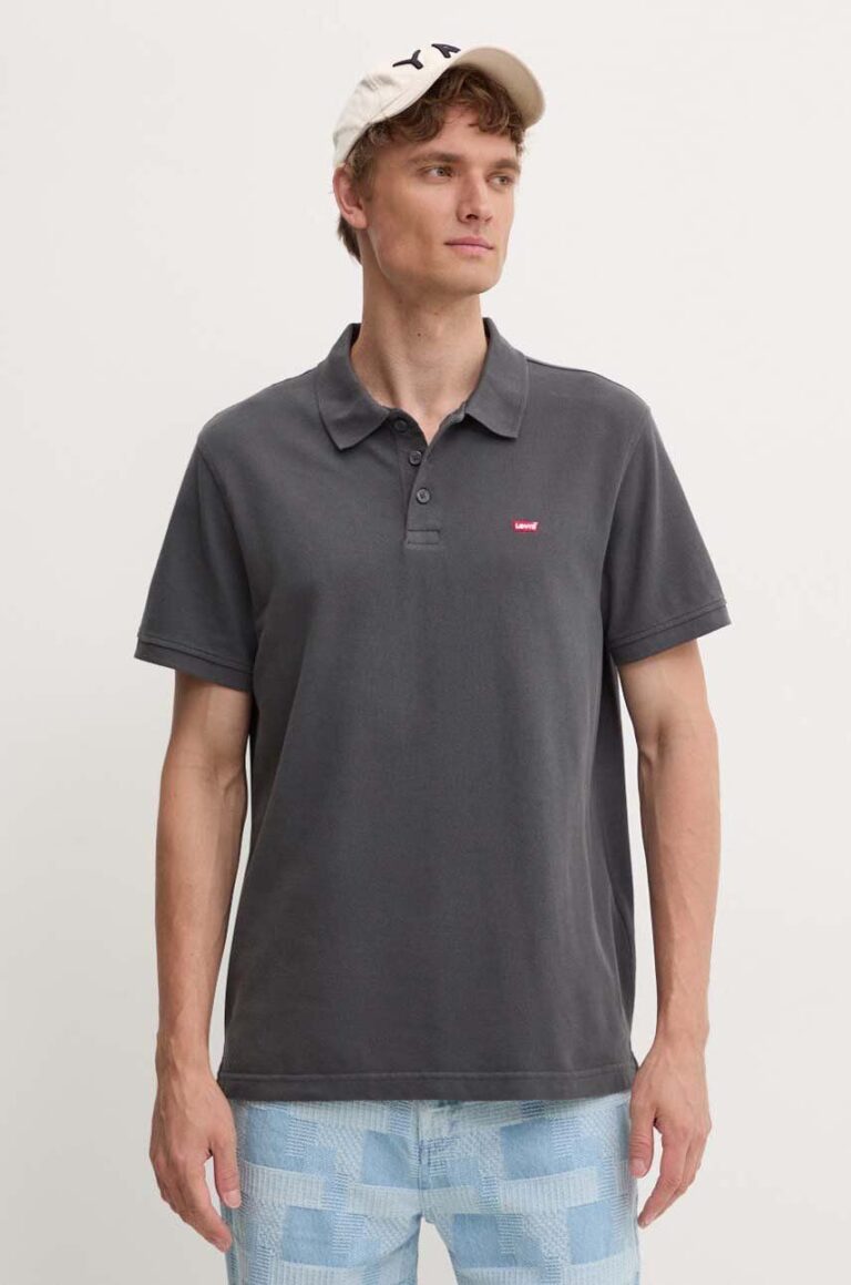 Levi's polo de bumbac culoarea gri