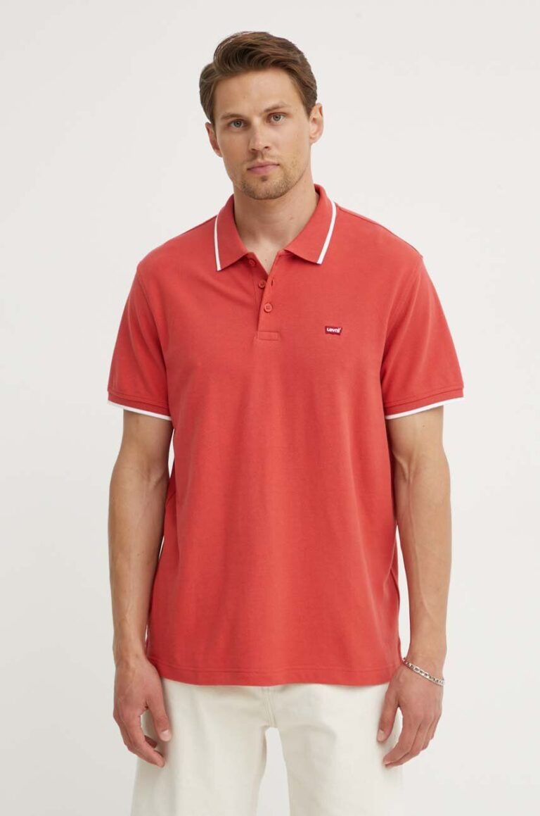 Levi's polo de bumbac culoarea rosu