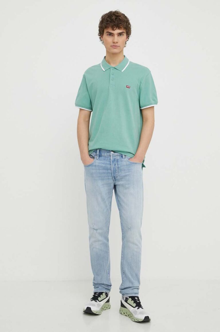 Levi's polo de bumbac culoarea verde