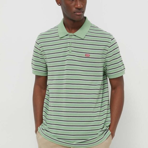 Levi's polo de bumbac culoarea verde