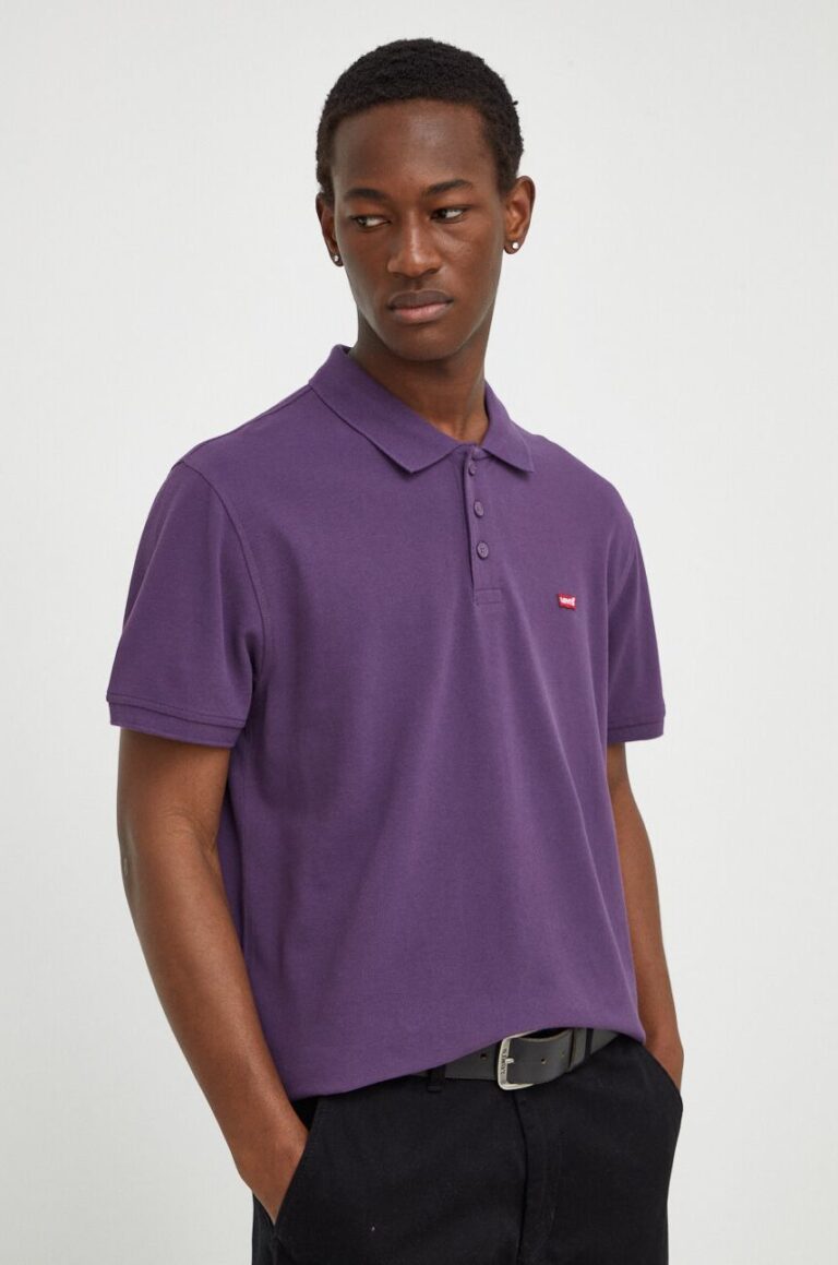 Levi's polo de bumbac culoarea violet