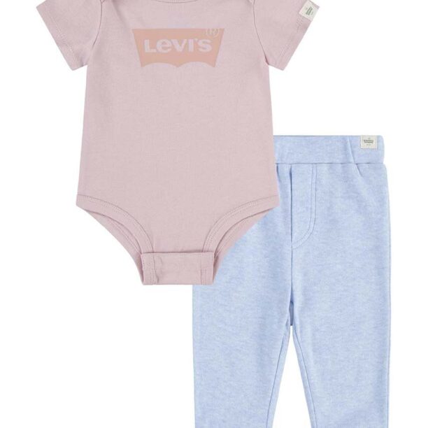 Levi's set de bumbac pentru bebelusi LVN BATWING BODYSUIT SET culoarea portocaliu