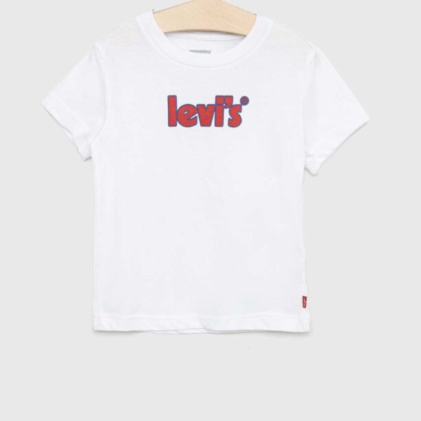 Levi's tricou de bumbac pentru copii culoarea alb