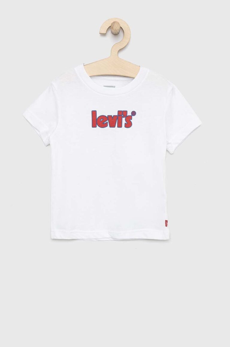 Levi's tricou de bumbac pentru copii culoarea alb