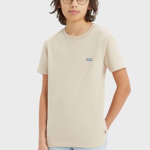 Levi's tricou de bumbac pentru copii culoarea bej