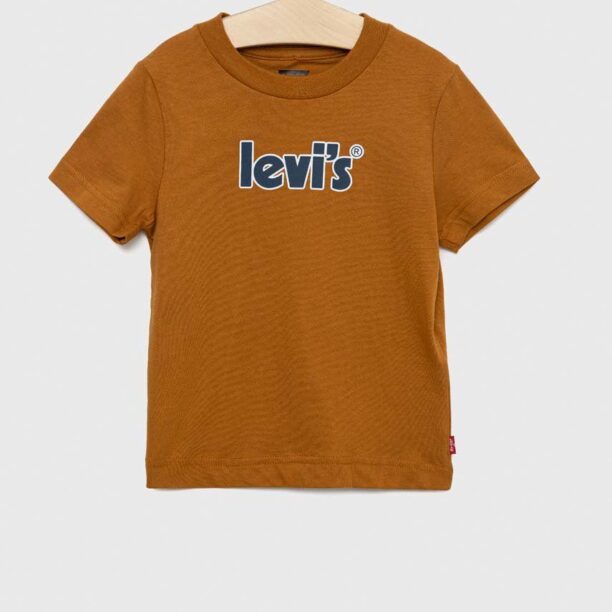 Levi's tricou de bumbac pentru copii culoarea maro