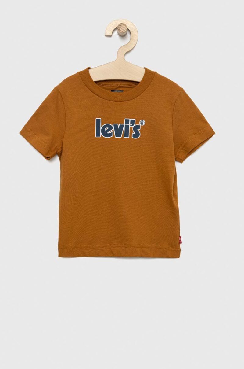 Levi's tricou de bumbac pentru copii culoarea maro