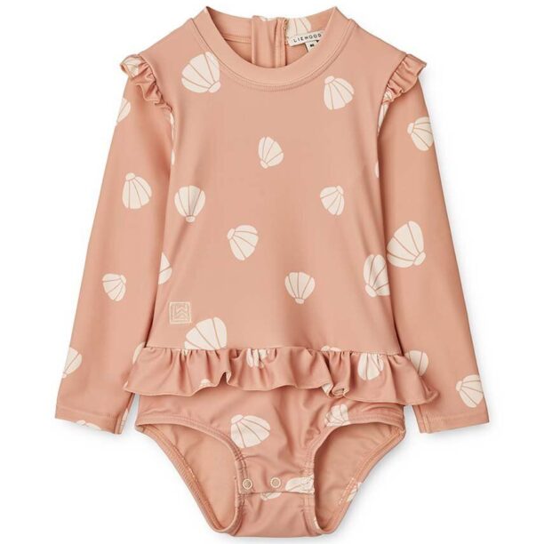 Liewood costum de baie dintr-o bucată pentru bebeluși Sille Baby Printed Swimsuit culoarea roz