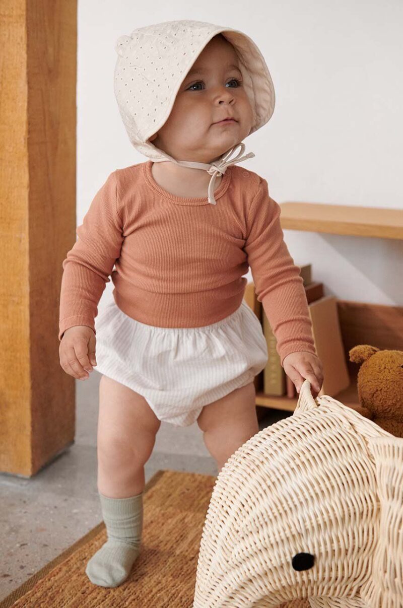 Liewood șapcă din bumbac pentru bebeluși Rae Baby Anglaise Sun Hat With Ears culoarea bej