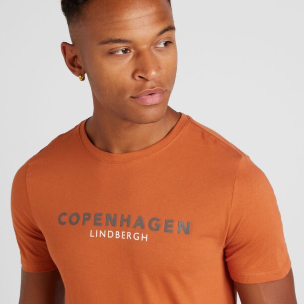 Cumpăra Lindbergh Tricou 'Copenhagen'  gri / portocaliu homar / alb