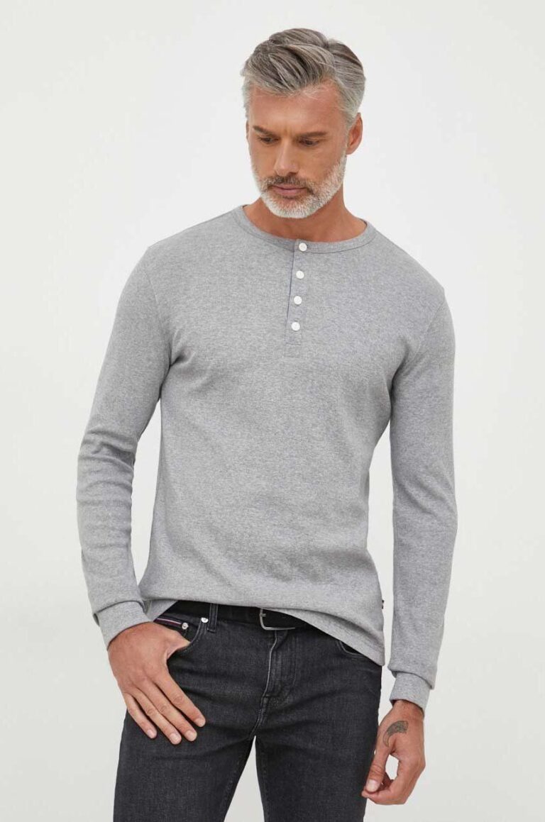 Lindbergh longsleeve din bumbac culoarea gri