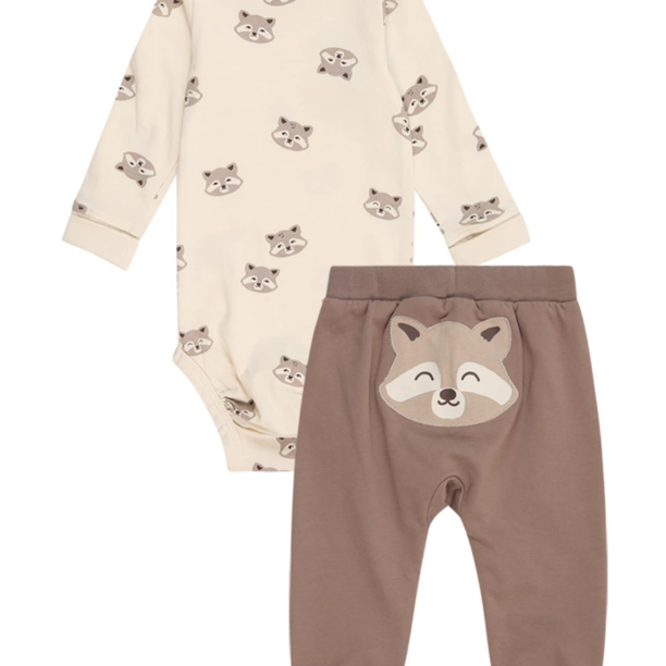 Lindex Set 'Raccoon'  crem / bej deschis