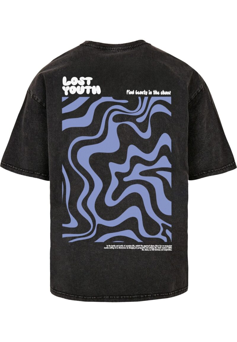 Lost Youth Tricou 'Beautiful Chaos'  albastru porumbel / negru / alb