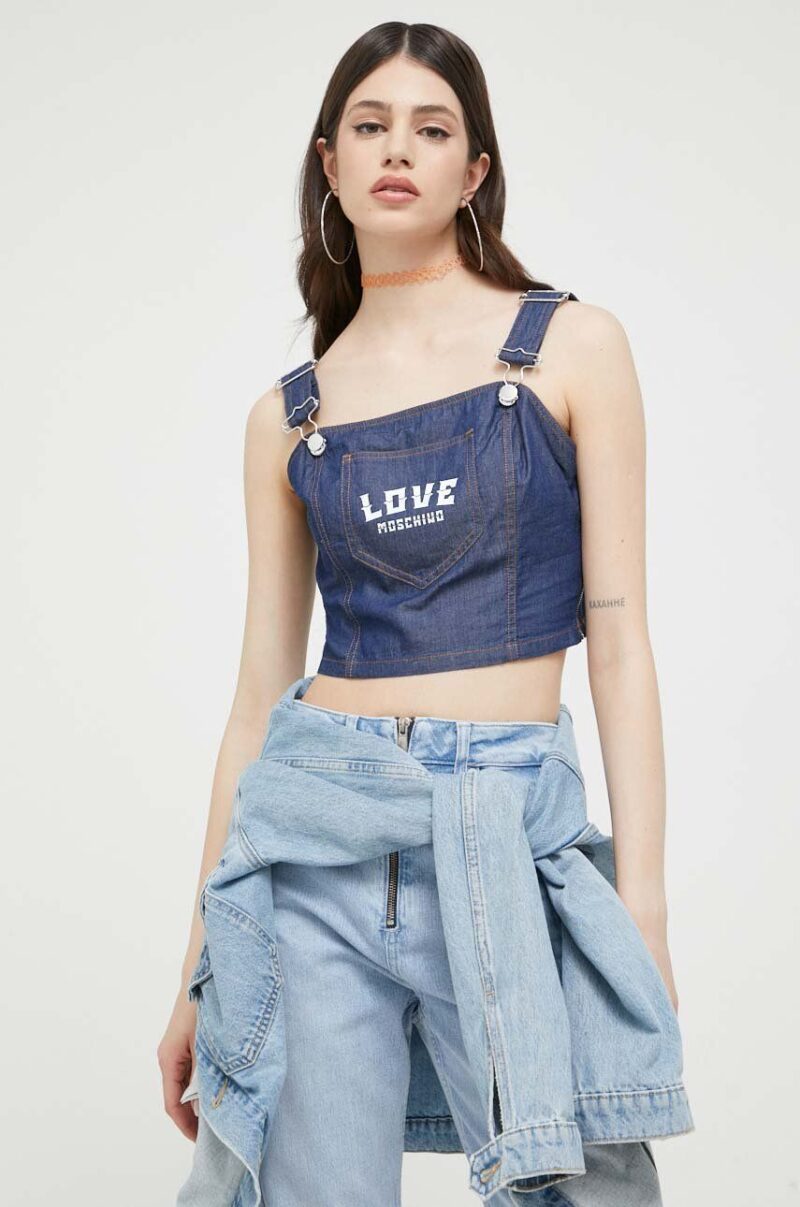 Love Moschino bluza culoarea albastru marin