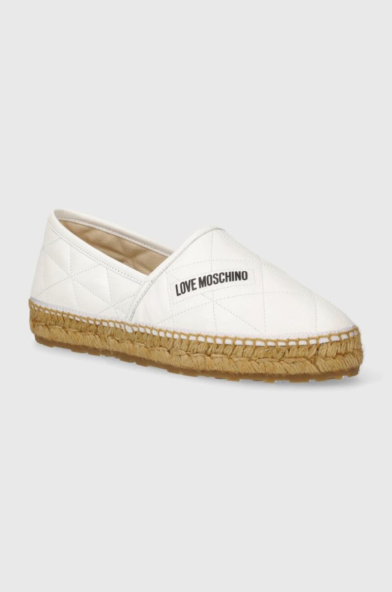 Love Moschino espadrile de piele culoarea alb