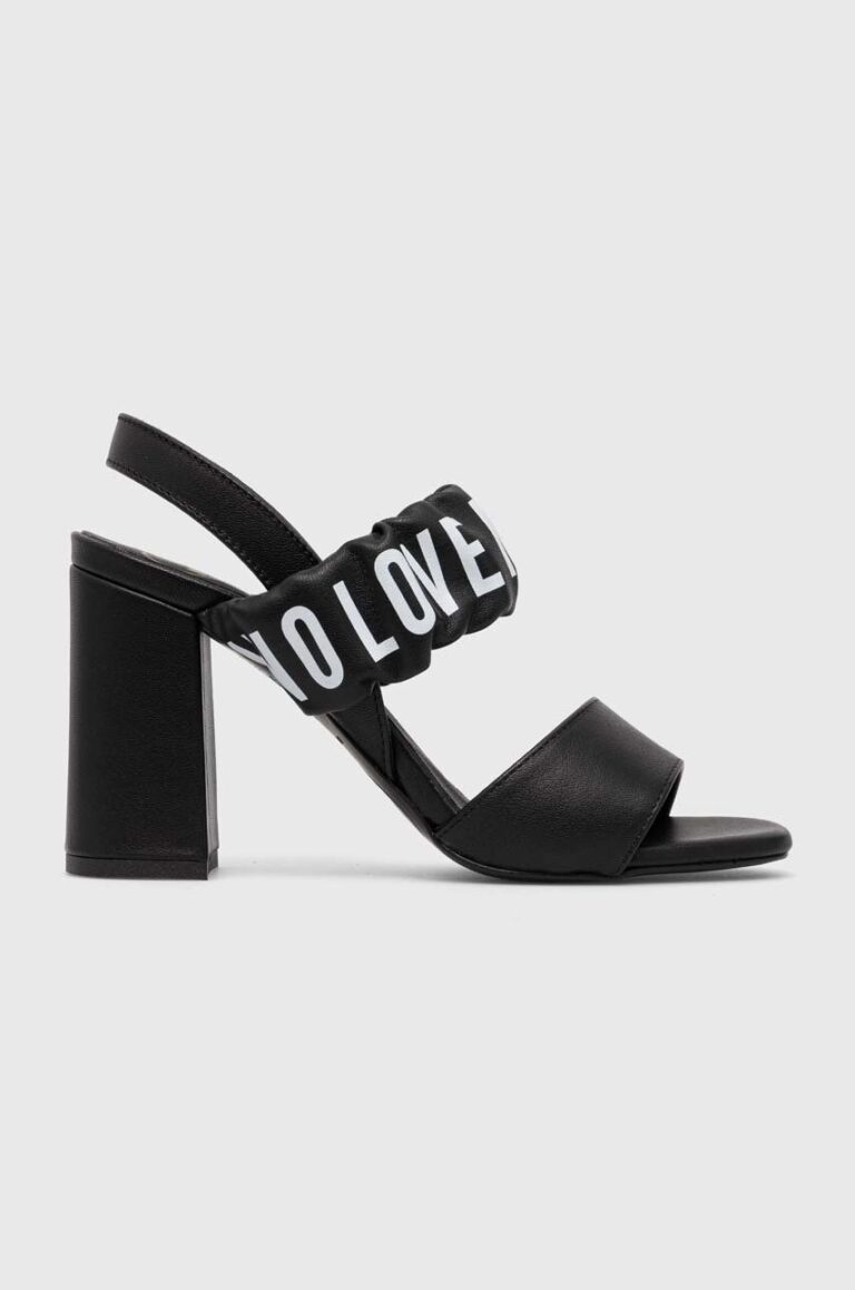 Love Moschino sandale de piele culoarea negru