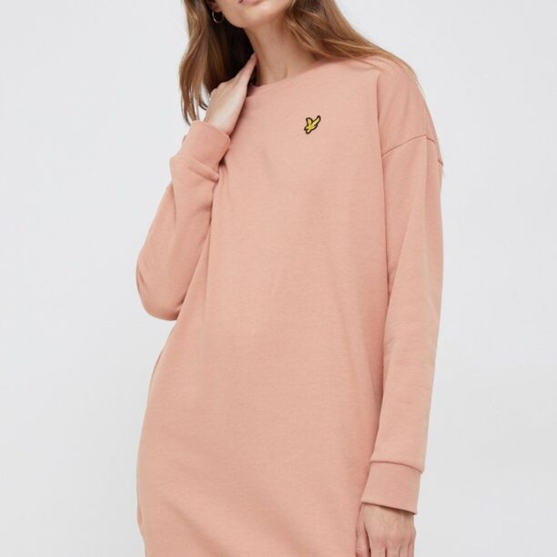 Lyle & Scott rochie din bumbac culoarea portocaliu