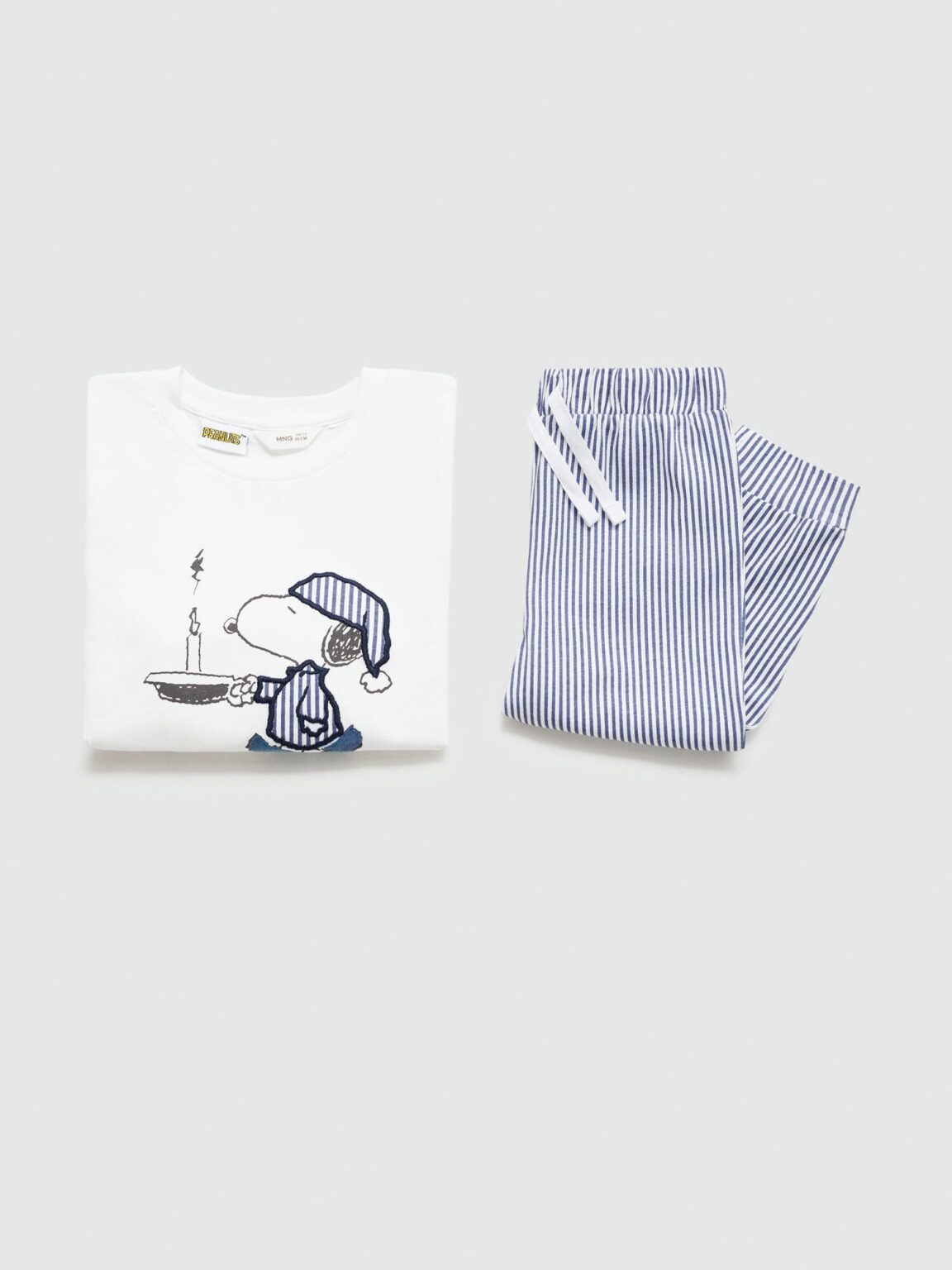 MANGO KIDS Pijamale 'SNOOPYST'  ecru / bleumarin / albastru deschis / negru preţ