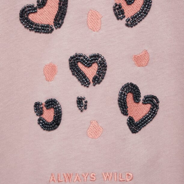 MANGO KIDS Tricou 'ALWAYS'  roz pitaya / roz pal / negru preţ