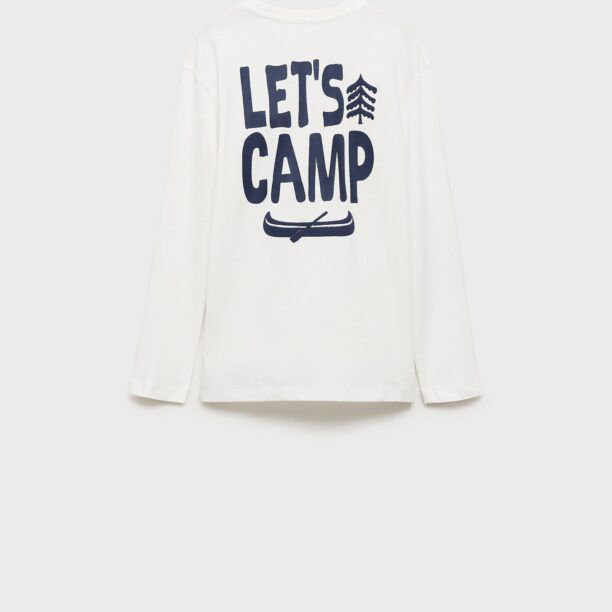 MANGO KIDS Tricou 'CAMP'  ecru / albastru închis