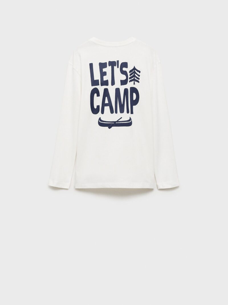 MANGO KIDS Tricou 'CAMP'  ecru / albastru închis