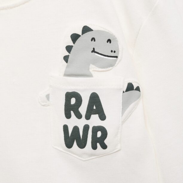 MANGO KIDS Tricou 'RAWR'  bej deschis / gri deschis / verde amestecat / alb preţ