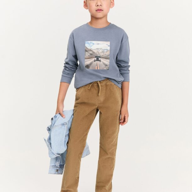 MANGO KIDS Tricou 'STEP'  albastru fumuriu / albastru deschis / maro / alb