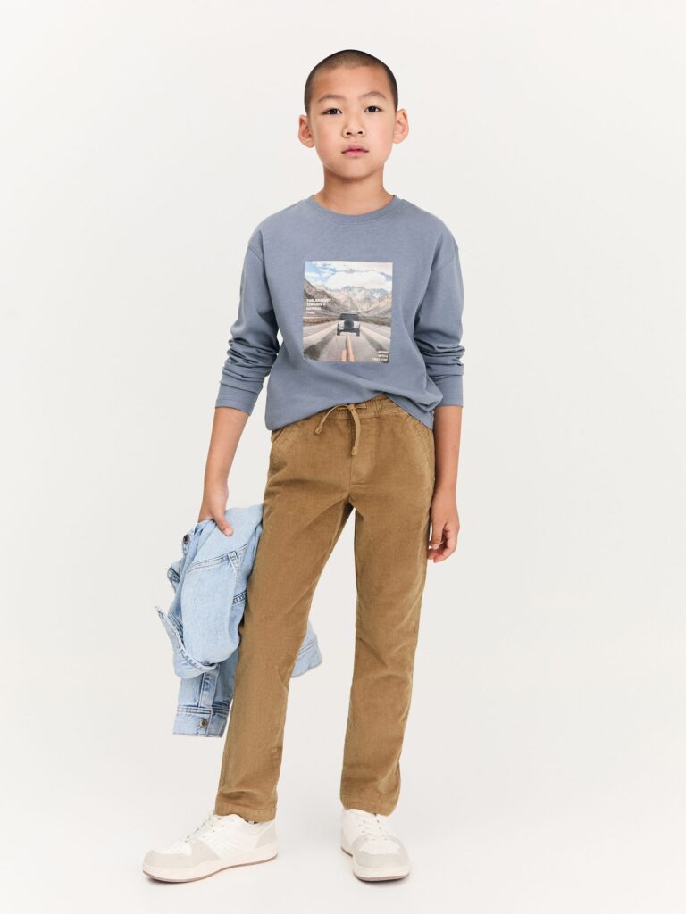 MANGO KIDS Tricou 'STEP'  albastru fumuriu / albastru deschis / maro / alb