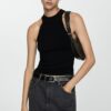 MANGO Top brodat 'SEYMOUR'  negru