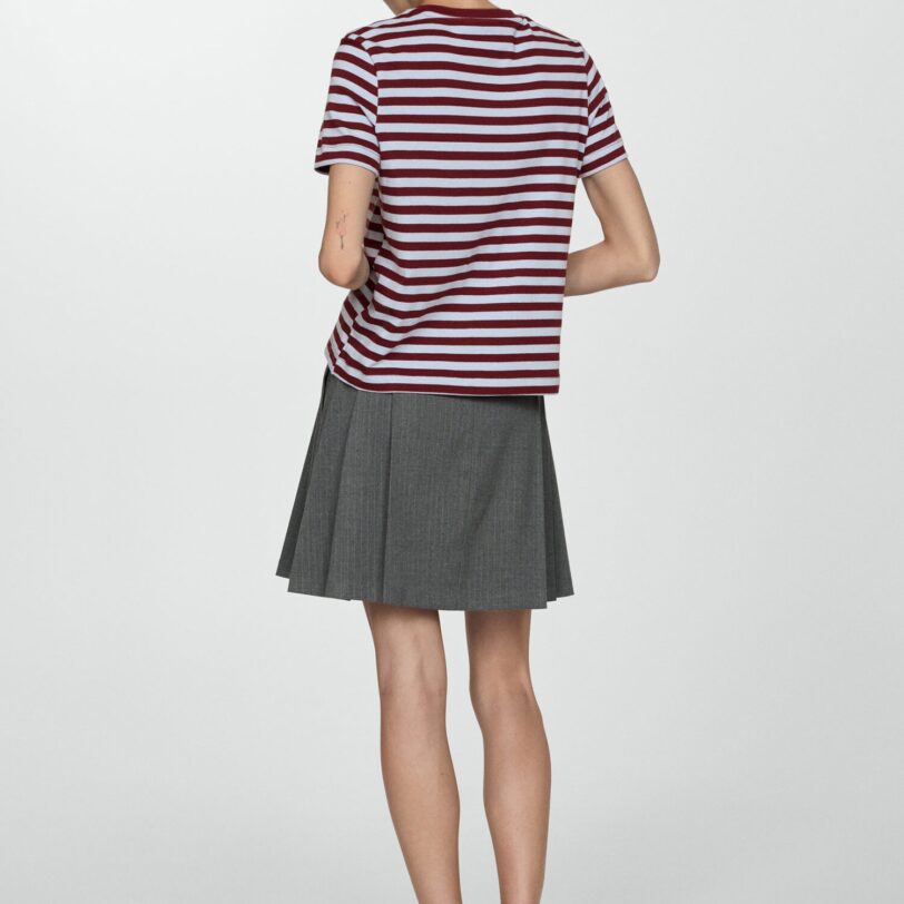MANGO Tricou 'RAYAC'  roșu bordeaux / alb preţ