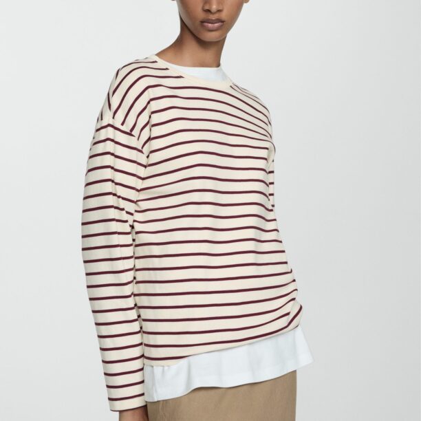 MANGO Tricou 'TARA'  crem / roșu bordeaux