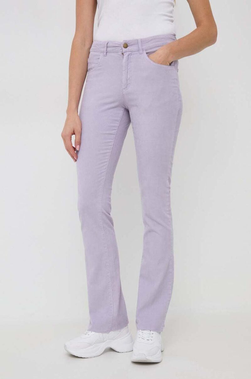 MAX&Co. pantaloni de catifea cord Milady culoarea violet