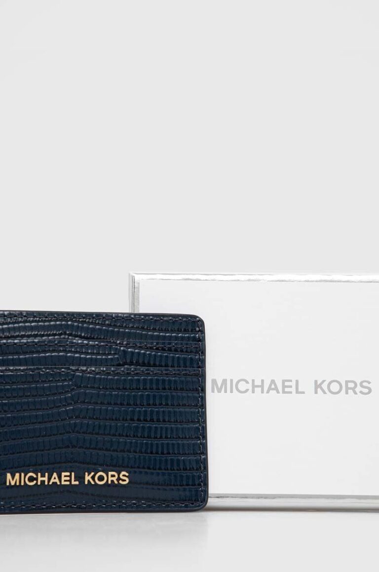 MICHAEL Michael Kors carcasa din piele culoarea albastru marin preţ