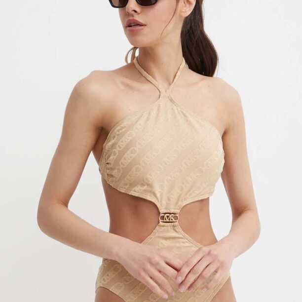 MICHAEL Michael Kors costum de baie dintr-o bucată CUT OUT ONE PIECE culoarea bej