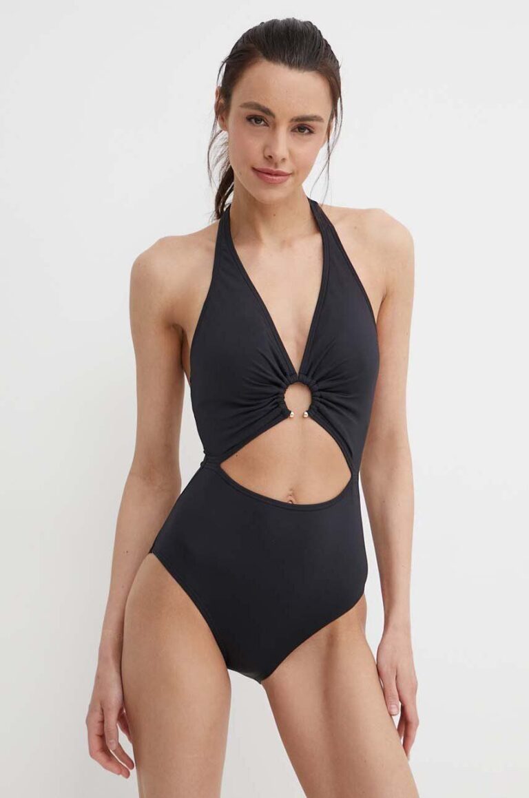 MICHAEL Michael Kors costum de baie dintr-o bucată HALTER ONE PIECE culoarea negru