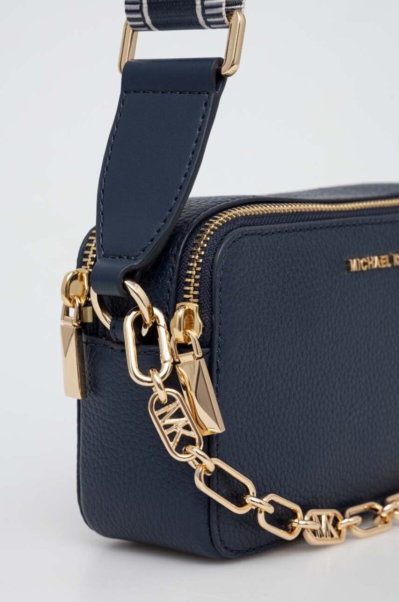 MICHAEL Michael Kors poseta de piele culoarea albastru marin preţ