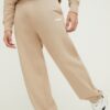 MSGM pantaloni de trening din bumbac culoarea bej