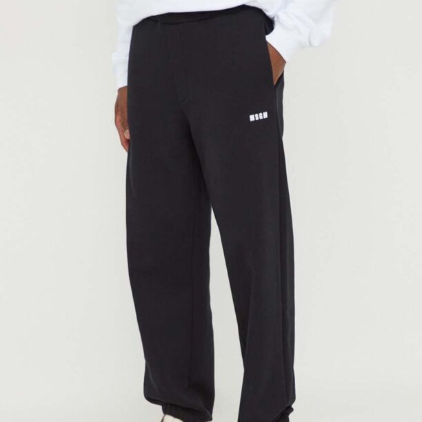 MSGM pantaloni de trening din bumbac culoarea negru