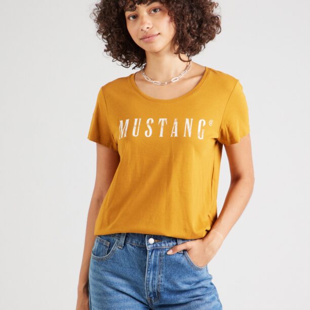 MUSTANG Tricou 'ALMA'  maro coniac / alb