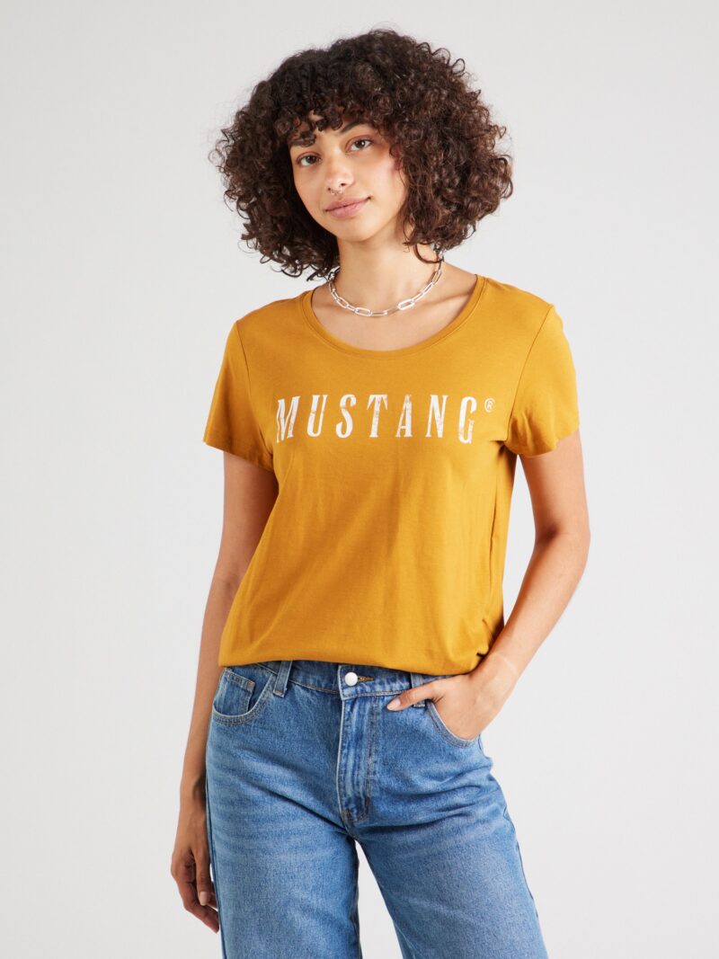 MUSTANG Tricou 'ALMA'  maro coniac / alb