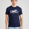 MUSTANG Tricou 'AUSTIN'  safir / alb