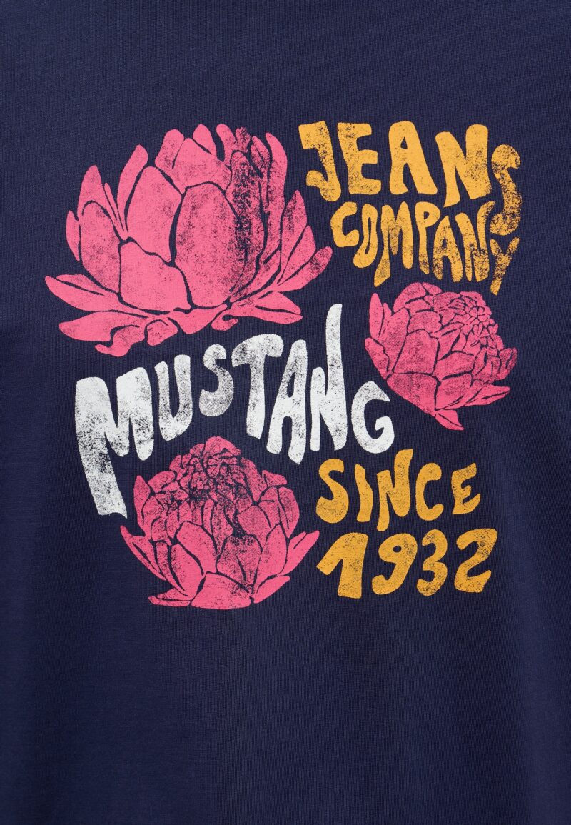 MUSTANG Tricou  albastru închis / portocaliu / roz deschis / alb