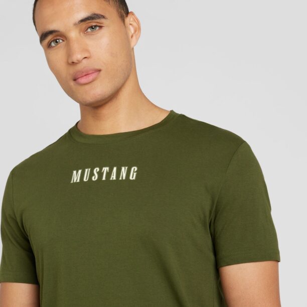 MUSTANG Tricou  verde închis / alb preţ