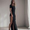 MUUV. rochie Side Slit culoarea negru