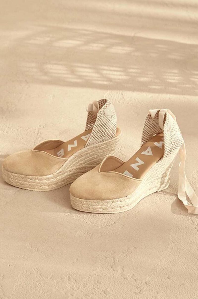 Manebi espadrile Hamptons Heart-Shaped Wedge Espadrilles culoarea bej